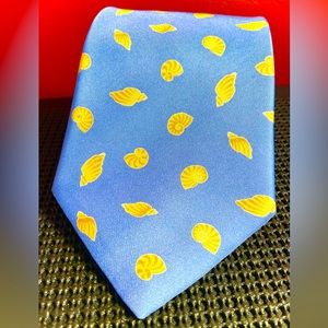 Tommy Hilfiger Mens Neck Tie Silk 57” Length Shells Blue